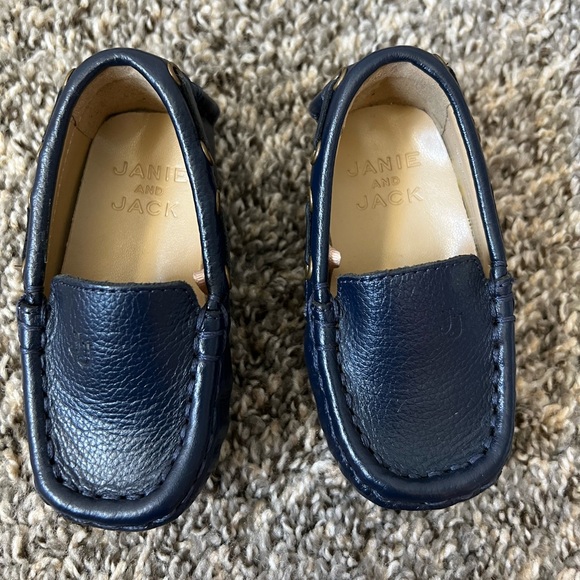 Janie And Jack Leather Driving Shoe Connor Navy Baby/Toddler Size 4 - Picture 12 of 15